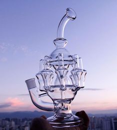 High quality 11"inches glass bongs water pipe 8 arm perc 1gear Percolator glass bubbler oil rig14.4 mm joint have bowl