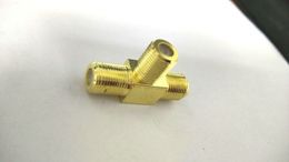 20pcs brass F TV jack TO 2 x F TV jack T Splitter COAXIAL adapter