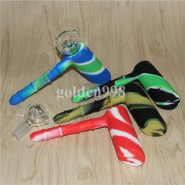 factory Silicone Hammer Bubbler 6 holes diffused downstem water pipe matrix smoking pipes tobacco pipe bongs showerhead perc two functions