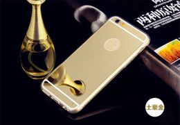 100pcs New Mirror Case Aluminum Frame+Ultra Slim Metal Case Hard Back Cover for iphone 7 4.7 inch Luxury Mobile Phone Case Dhl Free Shipping