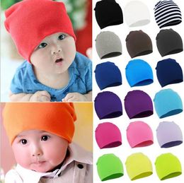 Newborn cotton beanie spring autumn infant cap cute child elastic hats toddler cotton caps 20 candy color night sleeping hat