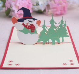 10pcs Snowman Handmade Kirigami Origami 3D Pop UP Greeting Cards Invitation Postcard For Birthday Christmas Party Gift