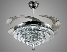 Luxury Crystal Ceiling Fans Light Remote Control Dimming Lighting 3 Rings 4 Ring Designed 42 Inch Chandelier Fan Lamp 110V 220V 30-60W