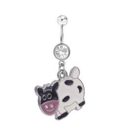YYJFF D0470 Cow Belly Navel Button Ring White Color
