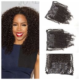 Clip in human Hair 120g Natural Black Color Clip Human Hair Extensions 12-26inch G-EASY Kinky Curly Indian hair free shipping