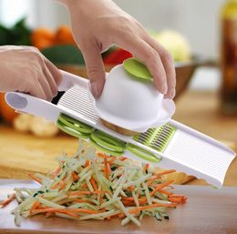 5 in 1 Multi-function Plastic Vegetable Fruit Slicers Cutter Adjustable Stainless Steel Blades ABS Peeler Grater Slicer