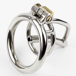 Male Chastity Device Men Bird Lock Metal Belt Chrome Cock Cage S732 #R172