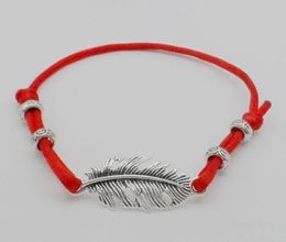 50pcs feather leaf String Lucky Red Cord Adjustable Bracelet HOT NEW