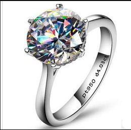 4Carat estilo europeo y americano SONA sintético anillo de compromiso de la boda o de diamante genuino de plata de ley 925 anillo de la joyería Pt950 Enteros en venta