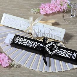 20PCS Elegant SILK FAN Wedding Party Favours with Nice Laser Cut Gift Box Package Bridal Shower Anniversary Party Supplies