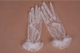 High Quality New 2016 Flowers White Bridal Gloves Finger Lace Wedding Gloves Instock
