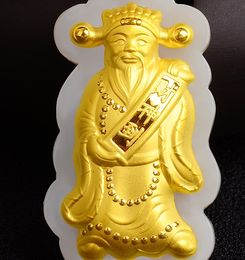 Gold embedded yuk-man god of wealth (money star shining). Lucky necklace pendant.