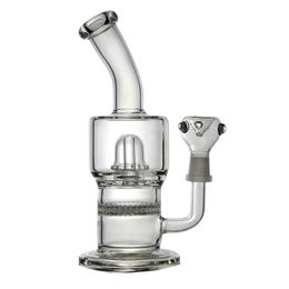 Glass Bongs Water Pipes Borosilicate Clear Straight Cylinder with Matrix Slitted inline Perc Hookahs Dab Rig