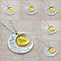 Fashion Women Necklace Moon Heart Pendant Necklace I Love You To The Moon And Back For Family Pendant Link Chain Party Accessories