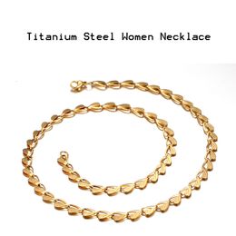 Damen-Modeschmuck, Titanstahl, hochglanzpoliert, Herz-Kragen, Joyas-Ketten-Halskette, Gold, 49,5 cm x 0,6 cm