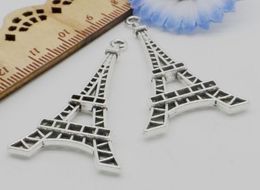 Free Ship 100Pcs Antique Silver Eiffel Tower Charms Pendant For Jewlery Making 44x24mm