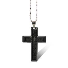 New Chic Religious Faith Black English Printed Cross Pendant Necklace Neck Chain #R671