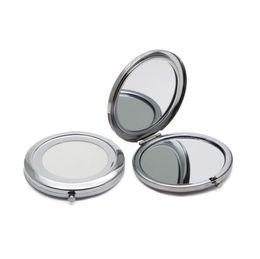 Kompakter Spiegel DIY Tragbare Metallkosmetikspiegel 2x Lupe-Silberfarbe # 18410-1 Freies Verschiffen