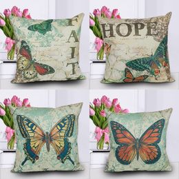 COTTON And LINEN Material Pillow Cases Good Quality Dakimakura Butterfly Print Couch pillow Cushion Covers Naps Pillow Cases