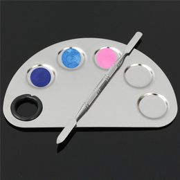 Wholesale-Makeup Artist Palette Cosmetic Stainless Steel Mixing Spatula Palette Makeup Tool Kit Five-hole Shape Pro High Quality Set