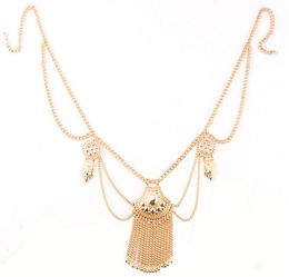 Fashion silver gold plated summer beach body chain tassel jewelry charms sexy biniki waist belly European tribal jewelry