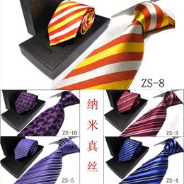 Nano Pure silk NeckTie Men's Waterproof Tie 145*9cm 13 Colours stripe NeckTie High quality Leisure Arrow Necktie Free FedEx TNT