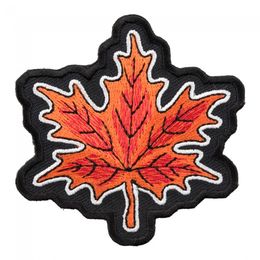 Autumn Colour Orange Maple Leaf Patch, Mother Nature Leaf Embroidered Iron On Or Sew On Patches 2.75 INCH Free Shipping