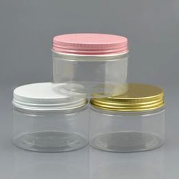 20pcs/lot 120g Plastic Cosmetic Jar Clear Serum Bottle Gold White Pink Aluminium Cap Cream Container Factory Wholesale
