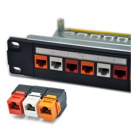 high quanlity UL94V-2 19 inch 24-Port Cat6 Modular Patch Panel Incl. 24pcs RJ45 Tool-less Keystone Jacks (Mixed Color Red+Orange+White)