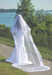 Hot Top Quality Best Sale Fashion Designer Blings Sparklings White Ivory Cathedral short Lace Applique veil Mantilla veil