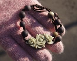 Natural purple jade, carved by hand. Double pig GongFu (lucky) bracelets