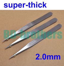 2.0mm Thick Stainless Steel Nonmagnetic Tweezers 13cm Length Good Quality for Phone Repair Eyelash Tools Wholesale 100pcs