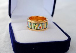-La serie Flower of Love suena anillos de esmalte chapado en oro de 18 quilates Top Anillo de joyería de producción avanzada para mujeres anillos de diseño para regalo