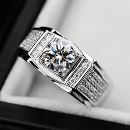 Size 8-13 Whole Brand New Fashion Men Jewellery 10kt White gold Filled Topaz Simulated Diamond Gemstone Wedding Band Rings for c3272