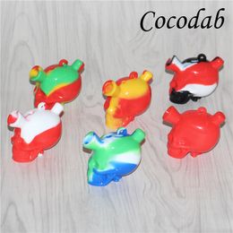 skull mini bubbler Water Pipes multiple Colour Silicone Oil Rigs bongs Hookahs Glass Bowl Silicon Dab Rig For Tobacco Pipe Cigarette