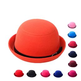 New Spring Autumn Winter Wool Women Top Hats Fashion Street Stingy Brim Hat Female Dome Cap GH-47