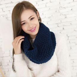 Knitted Infinity Scarves Pure Colour Two Rings Winter Scarf 130 x 25 cm 10 Colours Wholesale Scarve