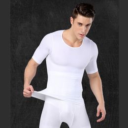 Men Slimming Undershirts Shirt Body Shaper Posture Corrector Elastic Sculpting Abdomen Trimmer colors