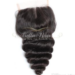 Peruvian 4x4 Middle Part Loose Wave Transparent HD Lace Closure Human Hair Closures Weaves Natural Colour Bella Hair