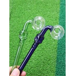 New 14cm different Colour Curved Glass Oil burners Glass Pipes with skeleton glass balancer free shipping