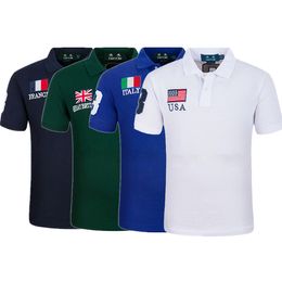 Flags Embroidery Polo Wholesale New Fashion Brand Turn-Down Collar Summer Casual Men's Polos Short Sleeve Polos 100%cotton Plus Size S-XXL