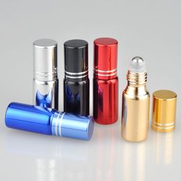 5ml UV Coated Essential Oil Roll On Bottle Stainless Steel Roller Ball Aluminium Lids fragrance Perfume