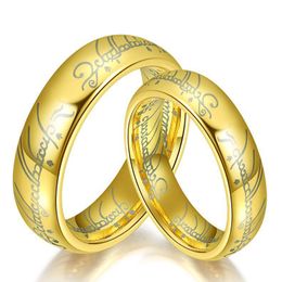 Vintage O Senhor dos Anéis De Aço Inoxidável A Anéis de Aço de Titânio Casal Anéis de Banda para Ouro Prata Moda Preto Anéis Jóias