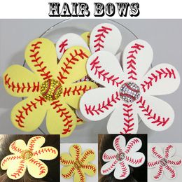 wholesale 2016 new Softball or baseball red Suture Flower Accessory and hair clip,softball hair bows Hairbow cegate fast free DHL 100pcs