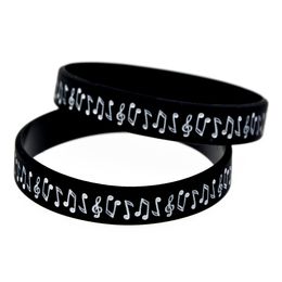 100PCS Music Note Silicone Rubber Bracelet Trendy Decoration Ink Filled Logo Adult Size 5 Colors