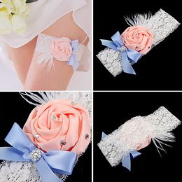 free wedding garter ivory bridal garter ivory lace garter pink rolled rosette and crystal rhinestone tyc0055