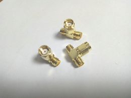 100pcs copper 1M2F Adapter RP.SMA jack male to 2 RP-SMA plug female T RF adapter 3 way