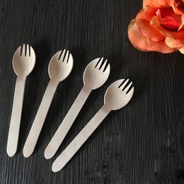 Disposable Wooden Spoon Knives Forks Western Spoons Tableware Tool Kitchen Cooking Wedding Party Supply