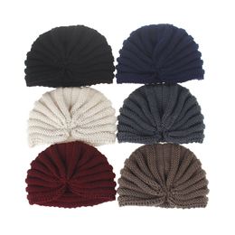 Women Solid Colour Wool Knitted Caps Women Men Winter caps Knitted Wool Cap Unisex Folds Casual Beanies Hat Solid Colour Skull Beanie Hats