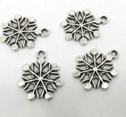 Free Ship 200Pcs Antique Silver Christmas Snowflake Charms Pendant For Jewelry Making Craft 20x17mm
